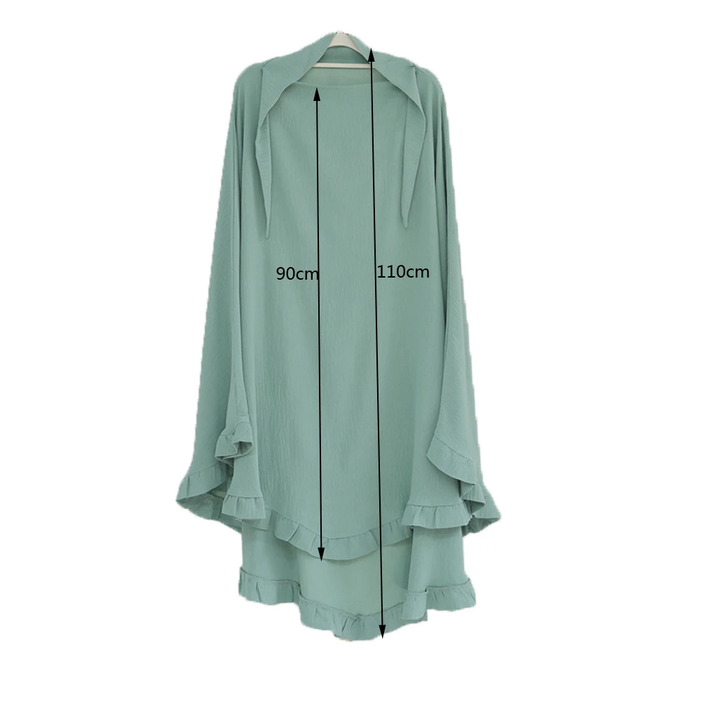 Abaya – voile Long Khimar pour femmes musulmanes, Grament de prière, Hijab, une couche, Burqa, arabe islamique, écharpe à volants, vêtements de coiffure