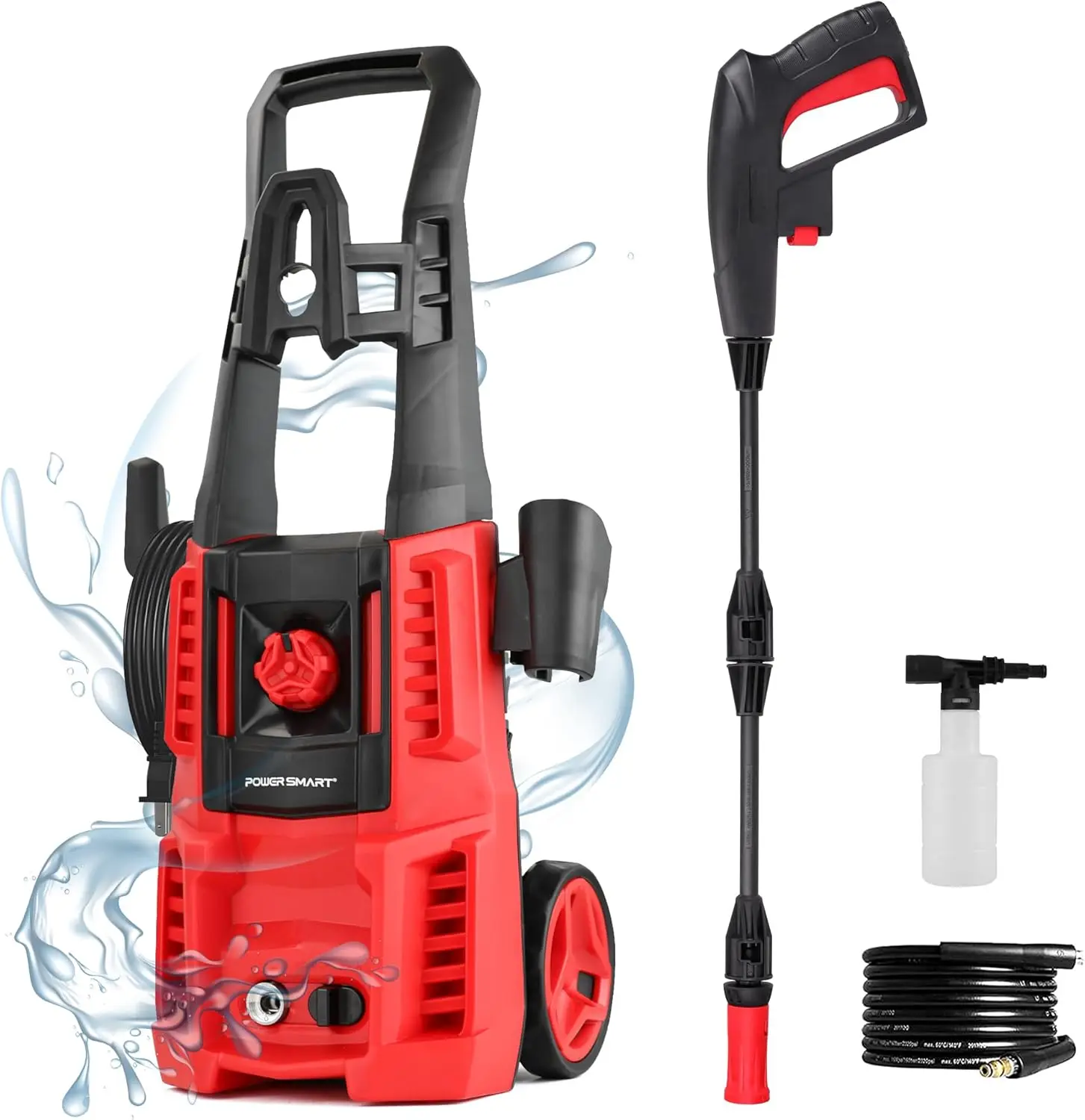 

1850 PSI Electric Pressure Washer, 3.0 GPM, 23ft Hose, Large Wheels for Patio, Car, Driveway & Home