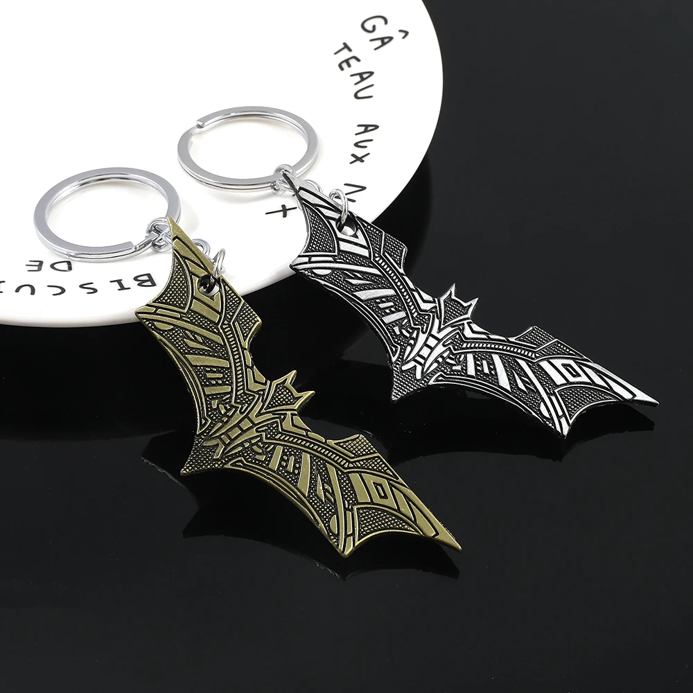 Marvel Superhero Movie Peripherals Bat Style Metal Keychain Fashion Vintage Keyrings for Backpack Car Key Accessories Fans Gifts