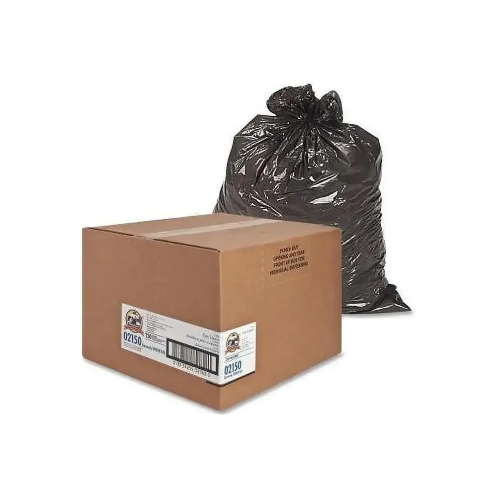 

33 Gallon 250 Count 2-Ply Coreless Trash Bags Star-Bottom Construction Commercial Kitchen Use