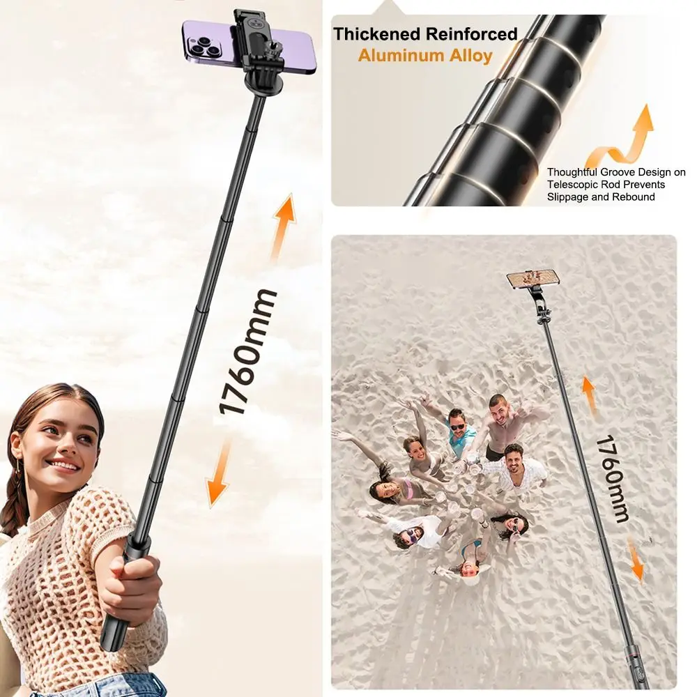 Auto Pop Open Selfie Stick Tripod 360° Rotation Extendable Bounce Selfie Stick Universal Remote Phone Tripod Stand