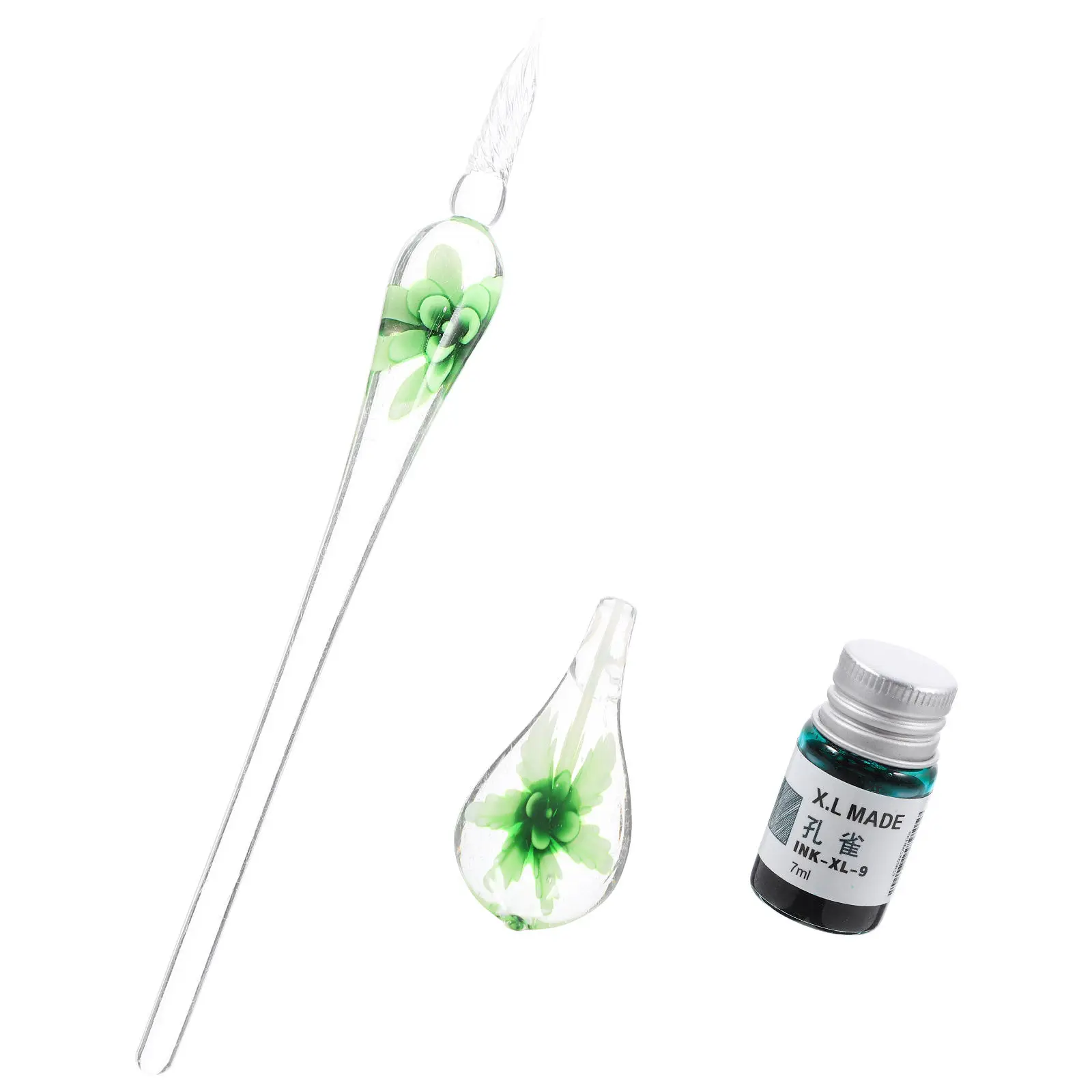

1Set Glass Dip Pen Calligraphy Pen Multi-Function Hand-Made Crystal Clear Spiral Ink Writing Drawing Elegant Vintage Signature