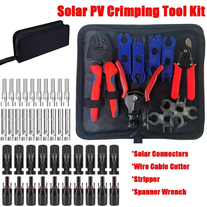 

Solar Crimping Tools Kit Photovoltaic Cable Connector SN-2546B Clamp Terminal Pliers Coax Crimping PV Panel Connectors,Wrench