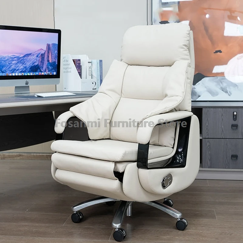 كرسي مكتب كهربائي مريح للرئيس كرسي مكتب جلدي مستلق كراسي كمبيوتر منزلية ناعمة كرسي دوار مريح للألعاب