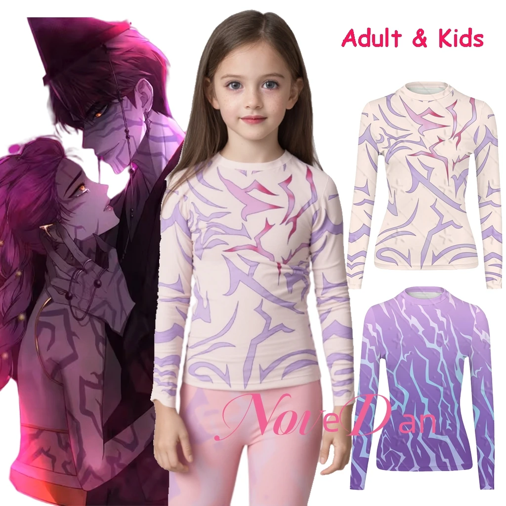 KPDH KDPop Rumi Jinu Cosplay Costume Devil Tattoo Printed Shirt Underwear Disguise Halloween Clothes for Kids Girls