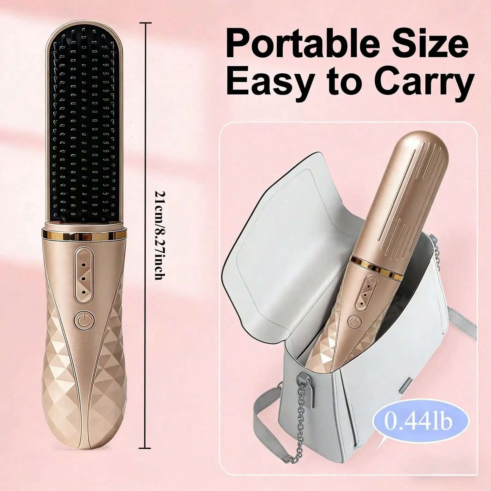 Cordless Hair Straightener Brush, Portable Ionic Hot Comb With 3 Temp Settings, USB Rechargeable, Anti-Scald, Fast Heating Mini Straightening Brush For Travel, Home & Outdoor Use