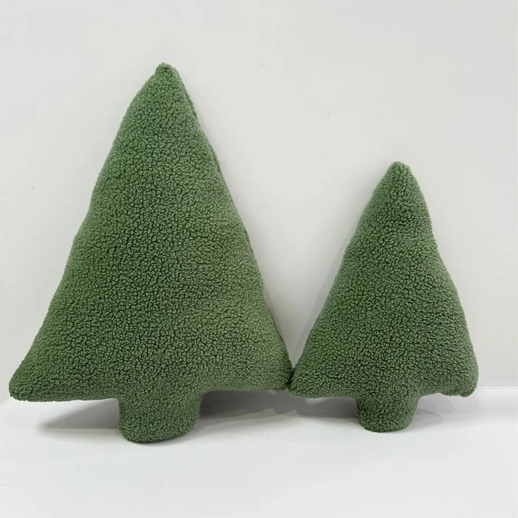 Green Realistic Green Christmas Tree Pillow For Home Decor Relieve Fatigue Christmas Decoration triangle 30cm