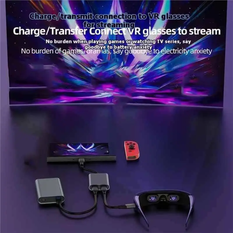 DT21 USB C to AR Glasses Adapter for Switch 2, Fast Charging 1080P 120Hz/4K 60Hz Video Output, USB Expansion Dock for Xreal