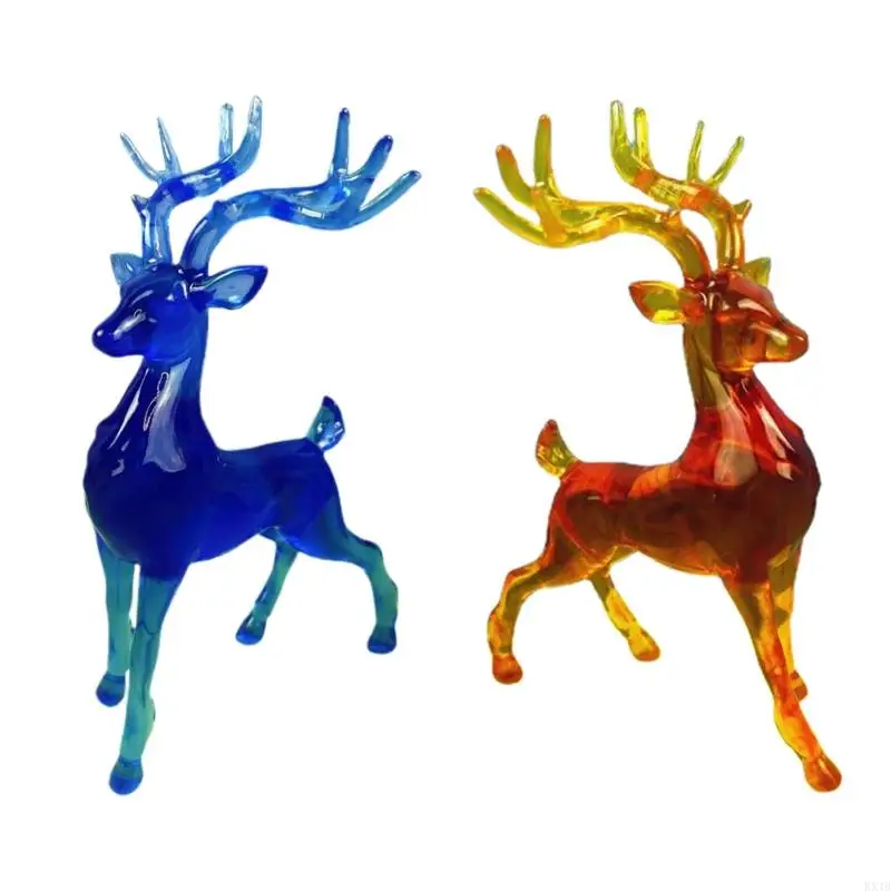 Kx4b Resin Mini Deer Desk Estetika Deer Patung untuk Ruang Tamu, Kantor,