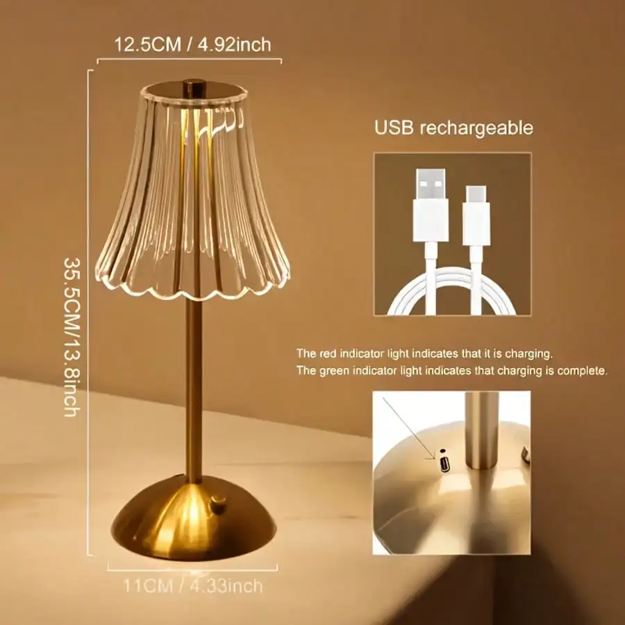 Rechargeable Touch Table Lamp USB – 3 Light Colors Bedside Night Light For Bedroom, Reading And Camping | Room Decor Bar Light, Outdoor Patio Light, LED Mood Light, Dorm And Hall Light, Ideal Gift And Home Office Must-Have