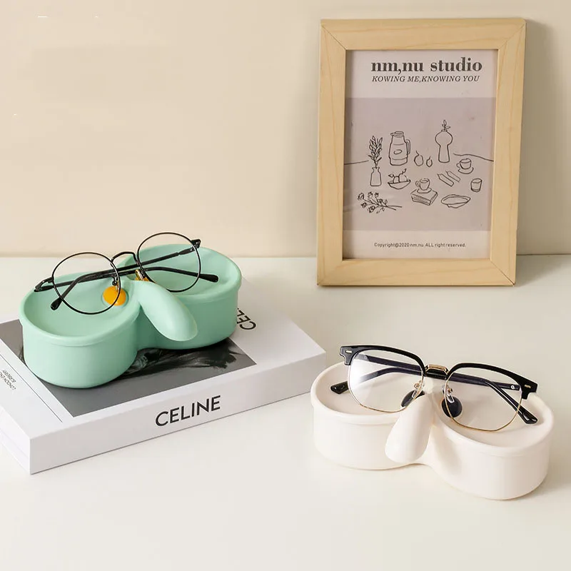Cute Glasses Storage Box cartoon Nose-Shaped Glasses Stand desktop Jewelry Small Items Storage Box Key Watch Small Object Storag