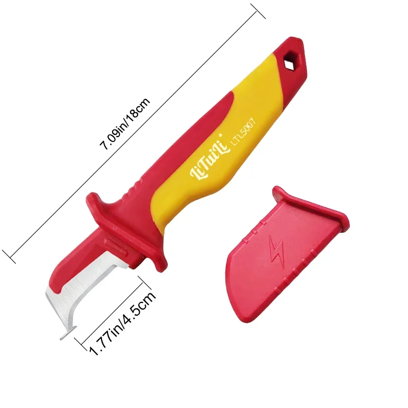 LiTuiLi Electrician Knife Insulated Cable Stripping Snips Straight Curved Hook Fixed Blade Wire Stripper Peeling Hand Tool