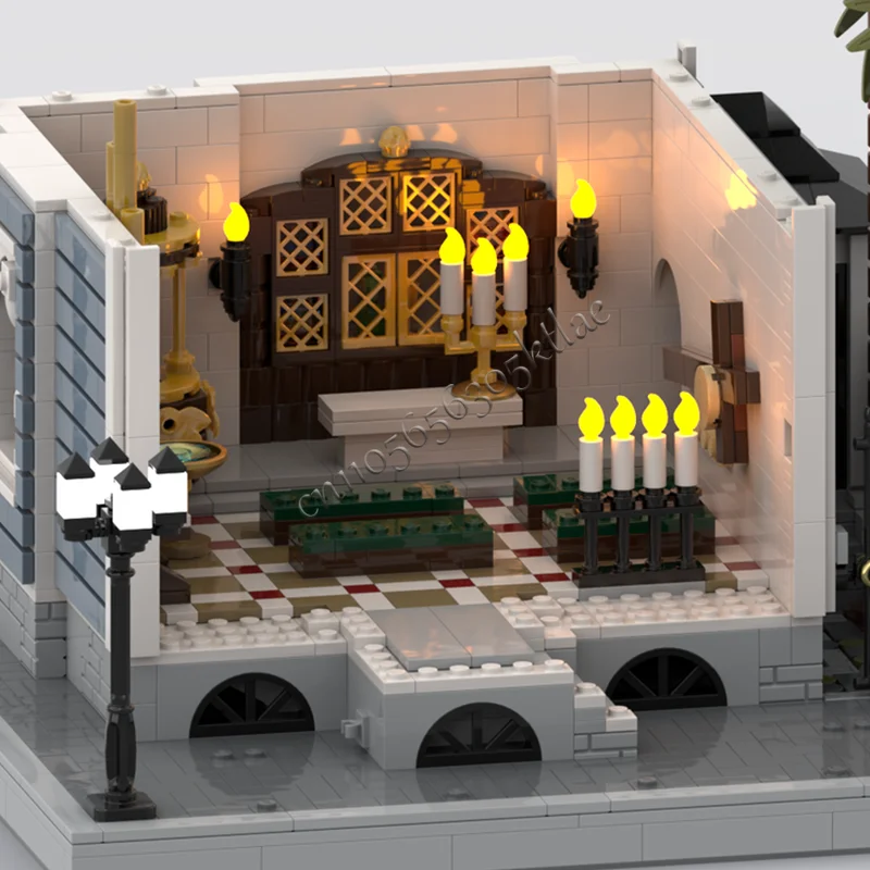 3586 Parts MOC Creative City Street View Modular Wooden Church Model Architecture Building Block Kids Assembly Bricks Toys Gifts