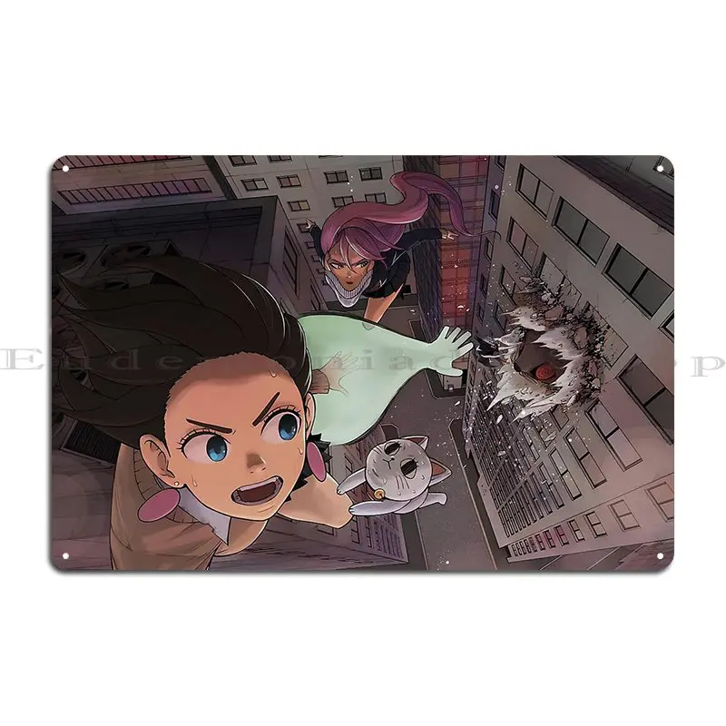 Dandadan Scene Metal Plaque Poster Wall Cave Designs Garage Decoration Decoration Cinema Tin Sign Poster