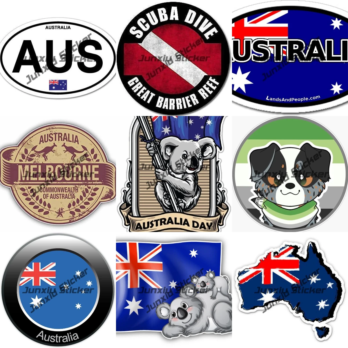Bandera de escudo de armas de Melbourne de Australia, pegatina de bandera de AUS con código de país ovalado, pegatina de vinilo de pastor australiano arántico, decoración australiana