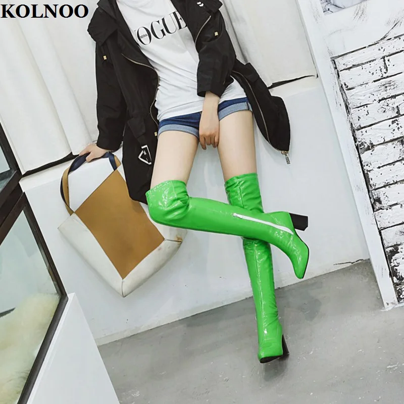 

Kolnoo Handmade New Sexy Hot Sale Ladies Over Knee Boots Candy-stylish Xmas Party Thigh-high Booty Evening Fashion Winter Shoes