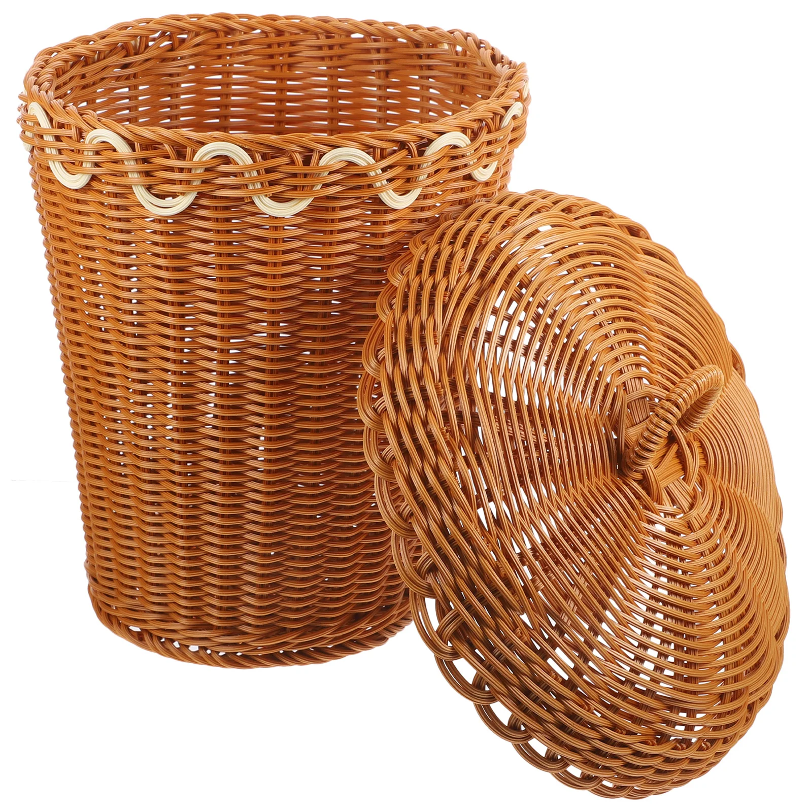 

Woven Storage Basket Plastic Laundry Hamper Imitation Rattan Clothes Organizer Bathroom Kitchen Sundries Container