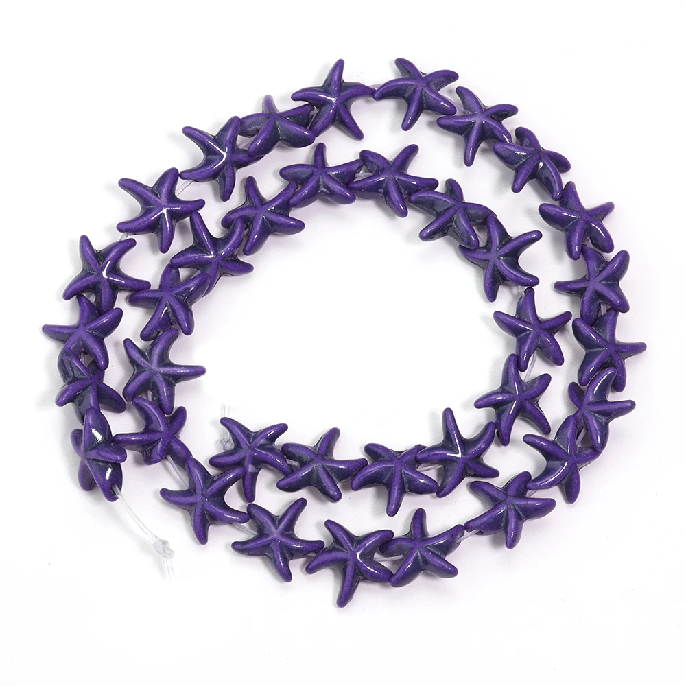 35pcs 13mm Zeester Vorm Natuurlijke Turquoise Stenen Kralen Kleurrijke Howliet Handgemaakte Kralen voor Sieraden Maken DIY Hanger Ambachten