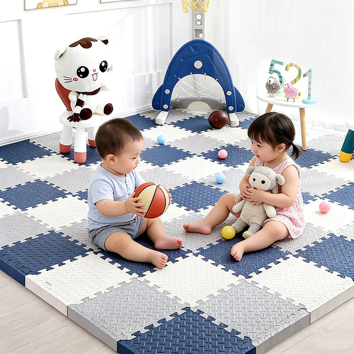 1cm Thick 8Pcs-16Pcs Nonslip Baby Crawling Play Mat Soundproof Puzzle Gym Mat for Children's Room and Eco-Friendly Puzzle Mat
