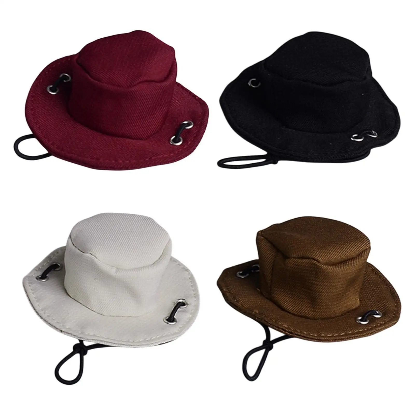

1:12 Scale Cowboy Hat Action Figure Hat Dress up Collectible Props Decorative Mini Hat for Doll Figure Accessories