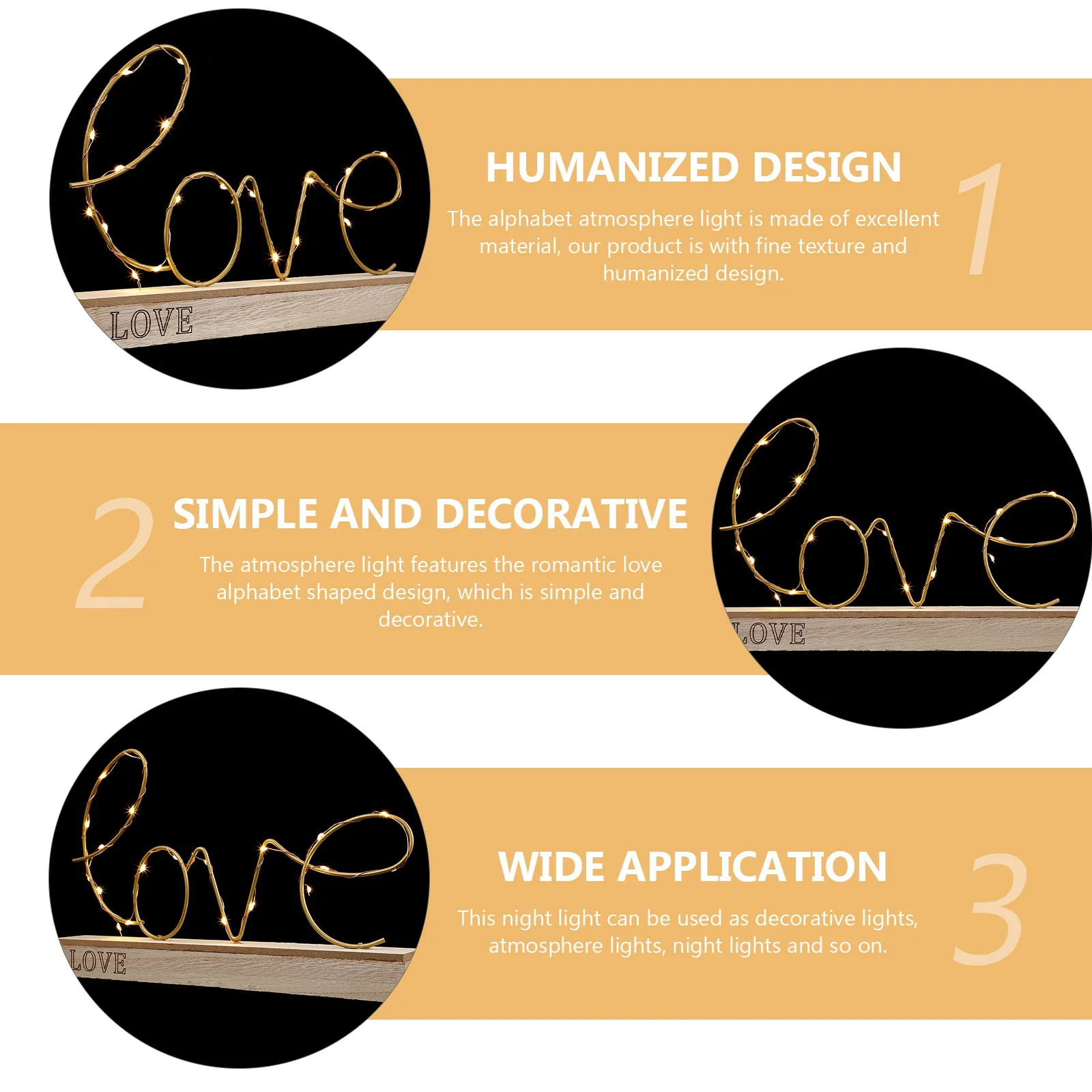 

Romantic Atmosphere Lamp Iron Craft Alphabet Shaped Night Light Decorative Desktop Light Glowing Atmosphere Decor