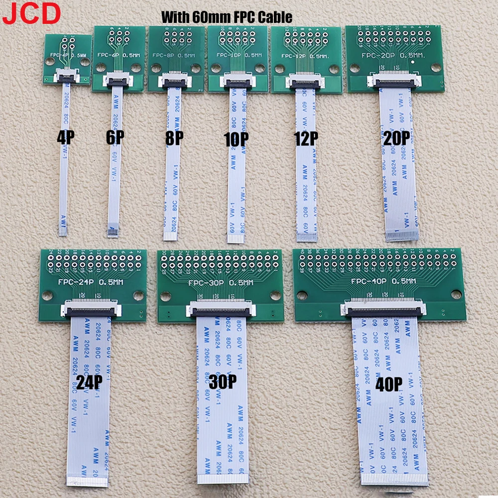FFC/FPC 0.5mm Pitch To 2.54mm 6/12/20cm Length Soldered Connector FFC Cable 4Pin 6Pin 8Pin 10Pin 12Pin 20Pin 24Pin 30Pin 40Pin