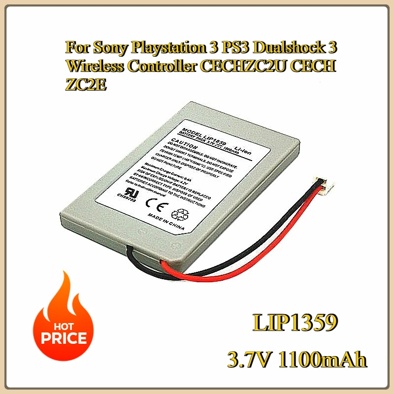 

New LIP1359 3.7V 1100mAh Replacement Battery for Sony Playstation 3 PS3 Dualshock 3 Wireless Controller CECHZC2U CECHZC2E