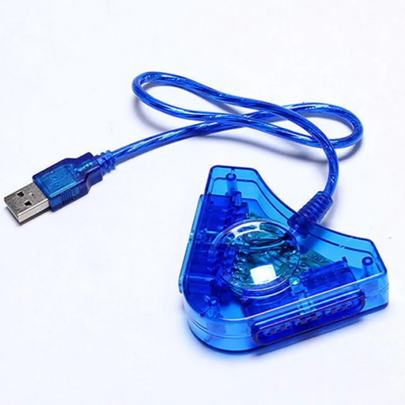 Blue Triangle USB Controller Gamepad Adapter Converter Cable for PlayStation 2 PS1 PS2 Joypad to PC Games Dual Ports