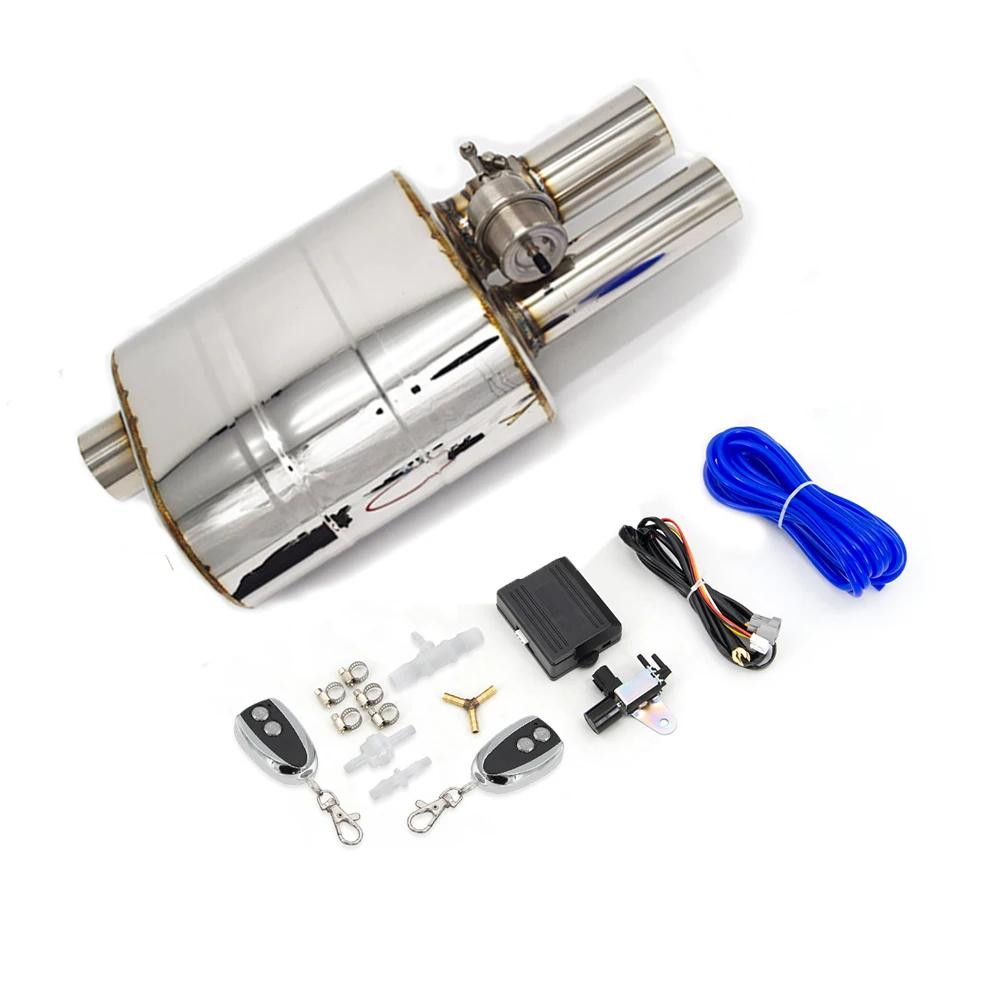 Universal 2/2.36/2.5/2.75/3 Inch Exhaust Muffler single inlet double outlet H type Vacuum Muffler Pump Cutout Valve Control Sets