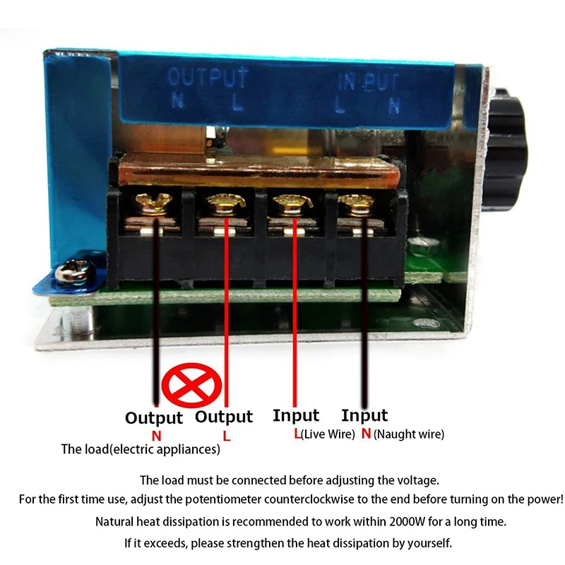 Motor Speed Controller 4000W Adjustable Voltage Regulator SCR High Power Temperature Governor Dimmer Controller