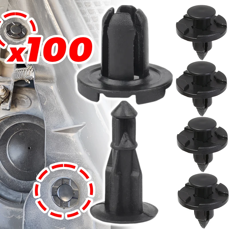 Car Body Push Retainer Pin Rivet Trim Clip 8mm Hole Bumper Door Panel Fastener Universal Auto Fender Liner Moulding Clip Black