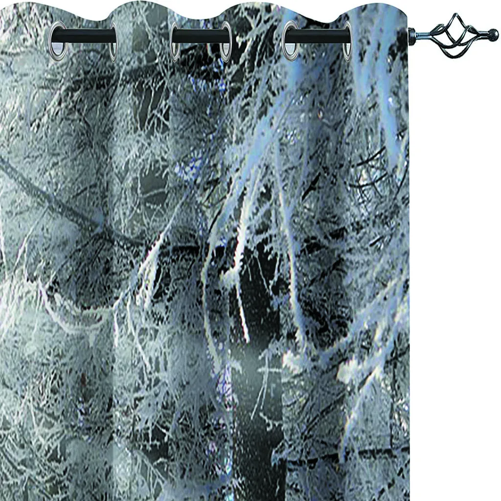 Bedroom living room windproof thickening blackout fabric grey forest curtains soundproof windproof curtains