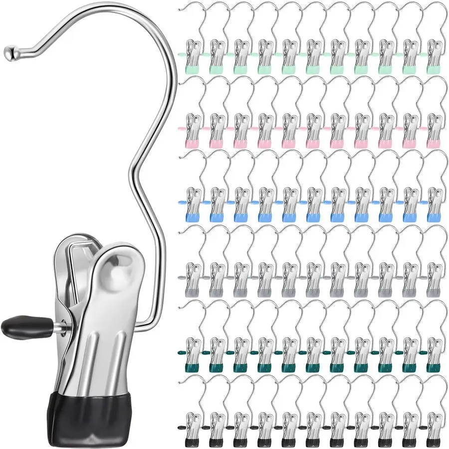 

150 Pcs Boot Hangers Clips Laundry Hooks Hanging Stainless Steel Clothes Pins Portable Clip Hangers for Closet Travel Socks Pant