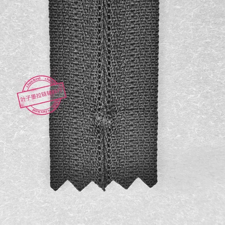 YKK3 Nylon Reverse Spring Leather Header, No Bottom Stop, Closed Tail Zipper, Black 10cm-24cm 10 Pieces