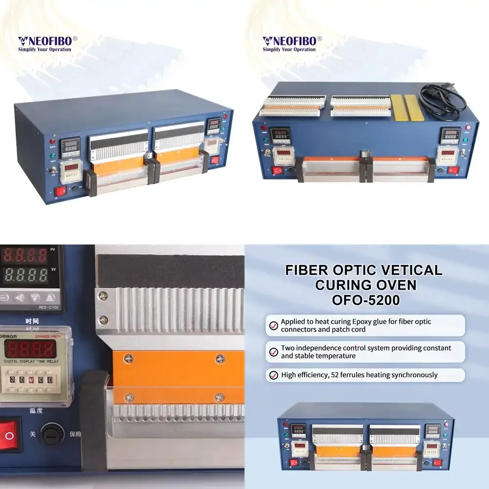 

Neofibo OFO-5200 Vertical Patch Cord Pigtail Cure Jumper Connect Type Epoxy Curing Fiber Optic Heat Oven