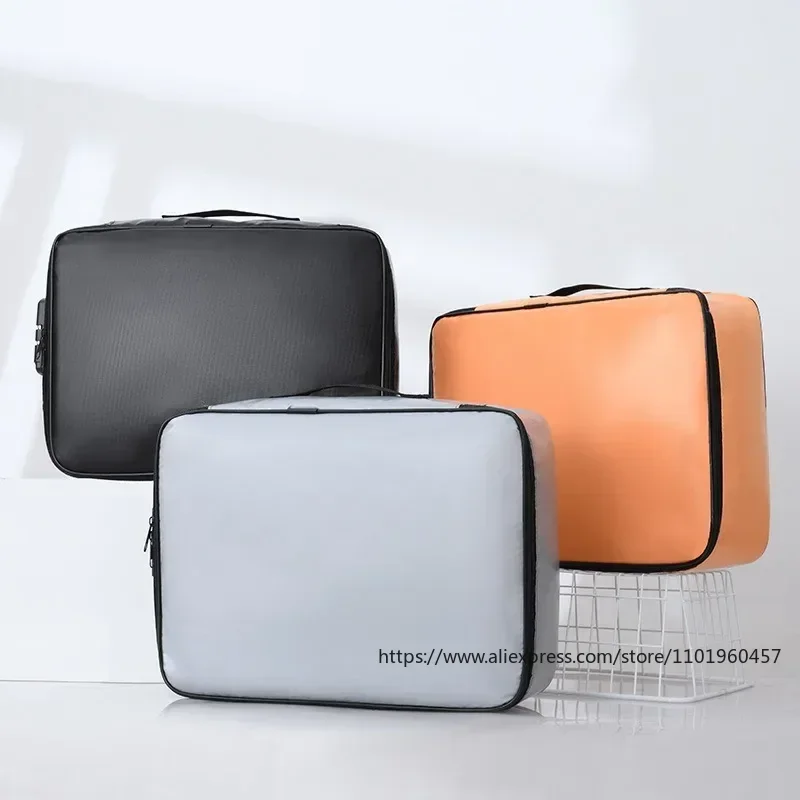 Fireproof Document Bag Safety Organizer Zipper Waterproof Money Pouch Multi-Layer Card Case Travel File Bag Papers Storage Box