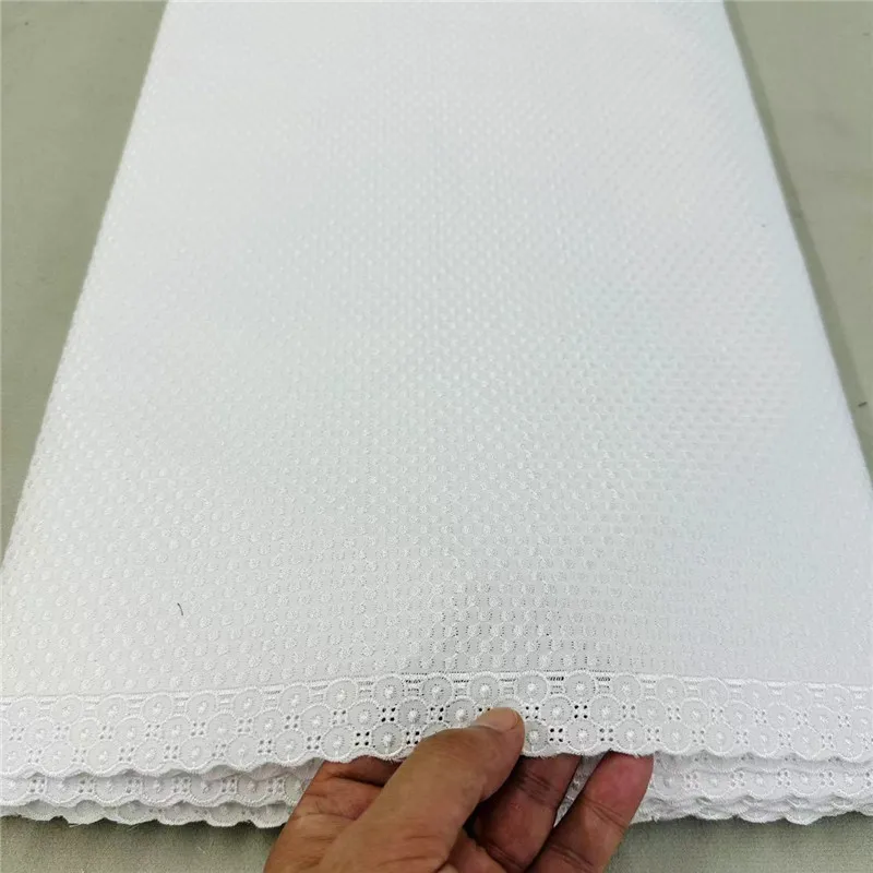 Imagem -04 - Tecido de Renda Nigeriano Suíço Voile para Homens 100 Algodão Polonês Bordado de Cetim Alta Qualidade Material de Renda Estilo Dubai Jardas Yl011801