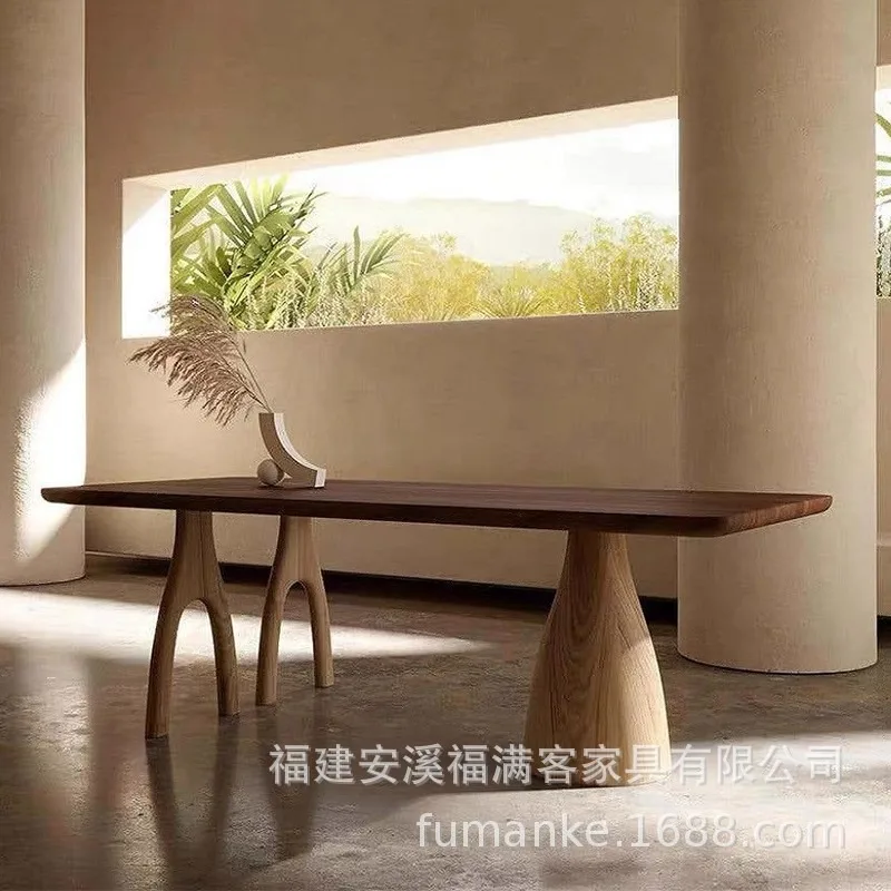 Natural wind personalized tree branch dining table solid wood coffee table ash wood office workbench retro log computer table