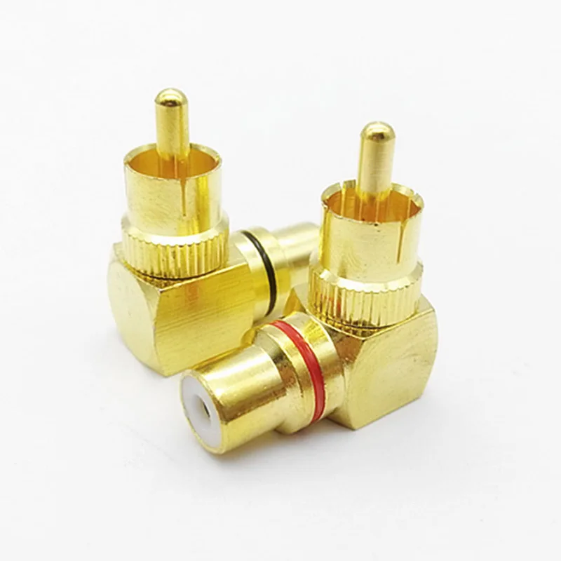 2Pcs  banana plug Jack  Brass RCA Right Angle Male To Female Gold Plated Connector 90 Degree Adapters Connectors