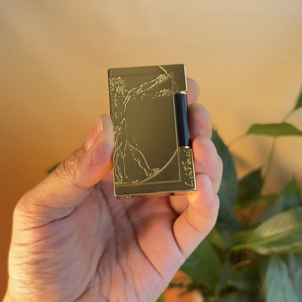 

Luxury pure copper custom lighter, Leonardo da Vinci and Vitruvius style, loud sound, comes with a set of custom accessories.