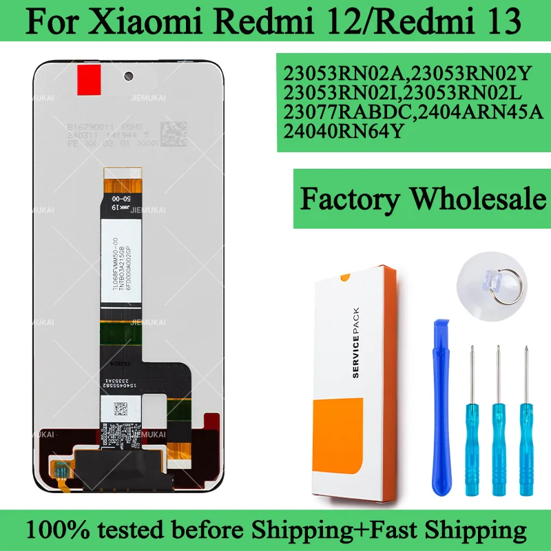 2404ARN45A 23053RN02I Premium Lcd For Xiaomi Redmi 12 Display Touch Screen Digitizer Panel Assembly Replacement For Redmi 13 Lcd