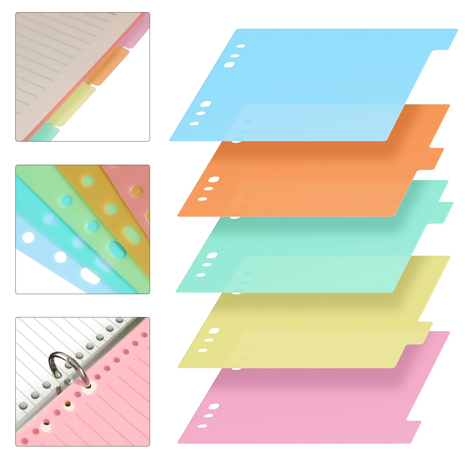 10 Pcs Divider Index Board Dividers Labels Binder for Notebook Page 6 Ring with Pockets File Folder Tabs Binders Cute Office A5