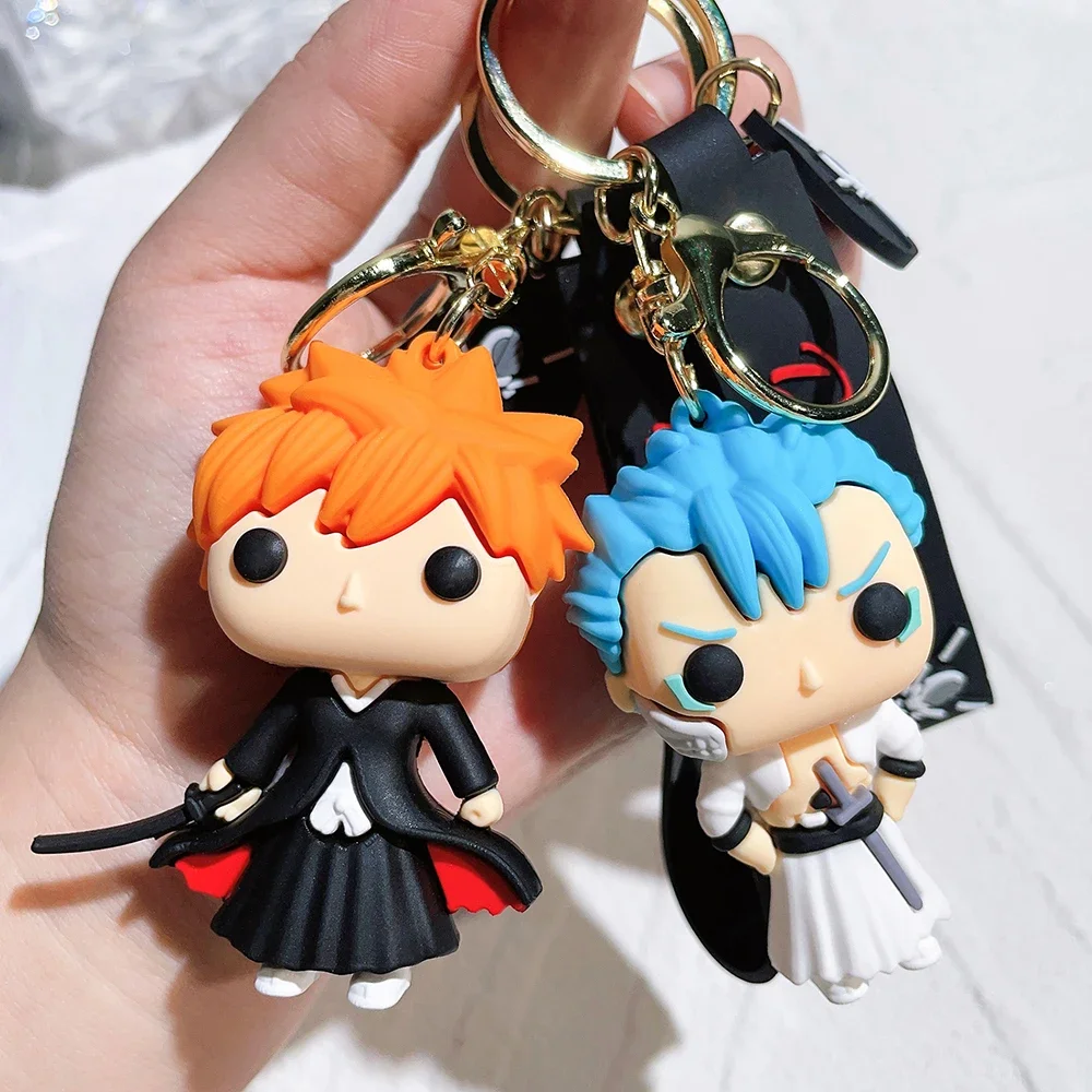 Anime Bleach Keychain Cosplay Kurosaki Ichigo Silicone Pendant Keyring Car Backpack Key Holder Accessories for Fans Quality Gift