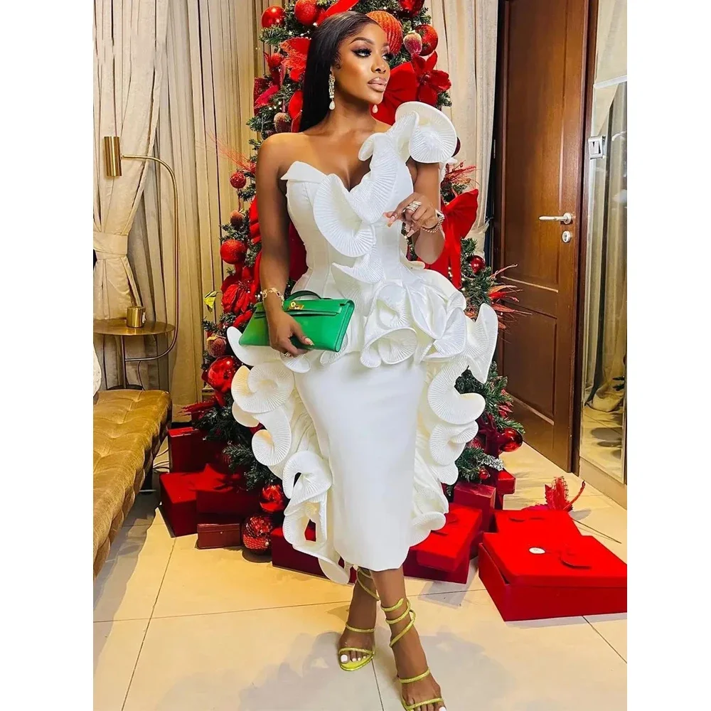 

Атласное коктейльное платье с рюшами на одно плечо, плиссированное бальное платье до щиколотки, женское платье для дня рождения по индивидуальному заказу