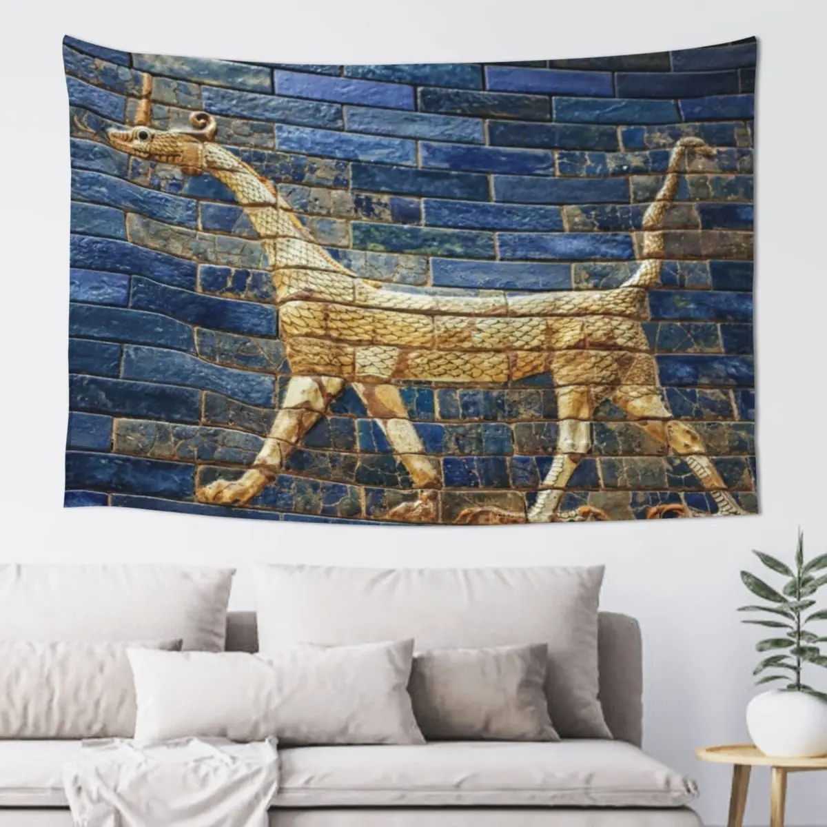 Ancient tiled dragon from the Babylonic Ishtar Gate Tapestry Room Decorations Aesthetic Kawaii Room Decor Tapestry