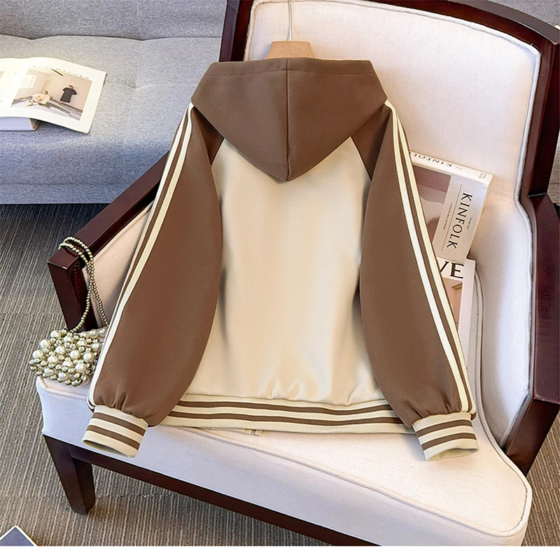 ITOOLIN جديد الكورية نمط فضفاض البلوز العصرية المرأة مقنعين سترة مفتوحة سترة معطف عكسها