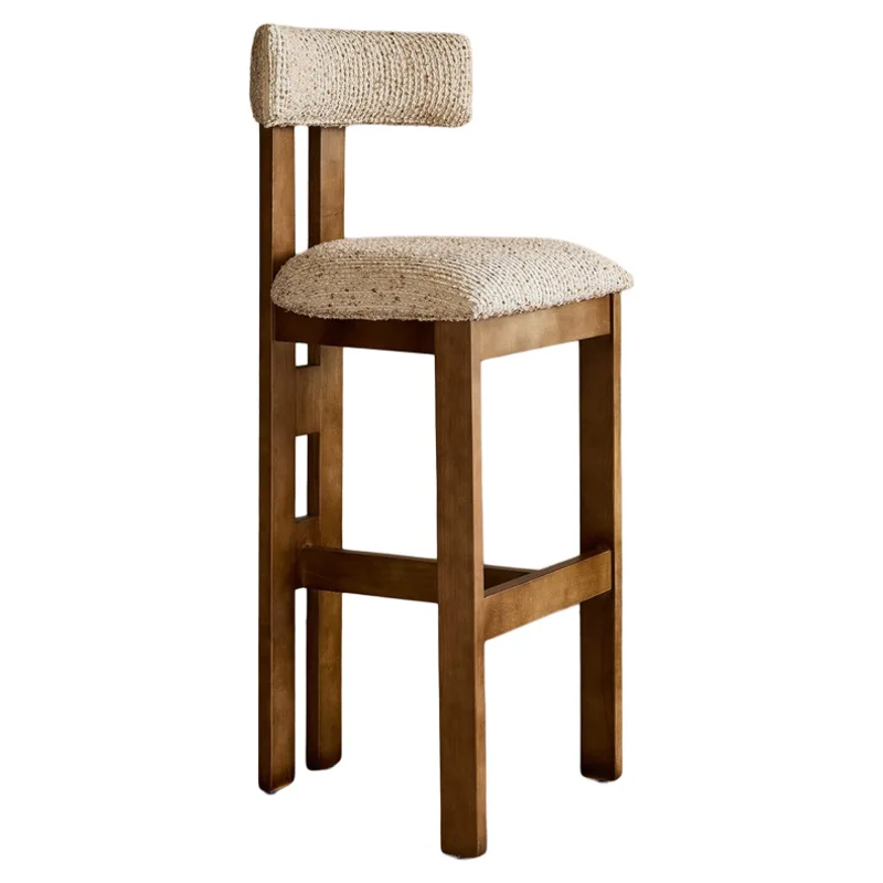 

*dSolid Wood Comfortable Midcentury Modern High Stool Bar Stool for Villa Living Room Dining Chair Customizable Color&