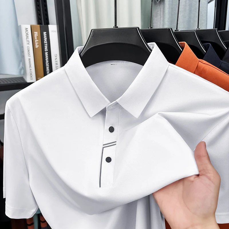 

Luxury Summer Men's Business Leisure Korean Version of The Trend Short-sleeved Round Lapel Polo Short-sleeved Fashion T-shirt