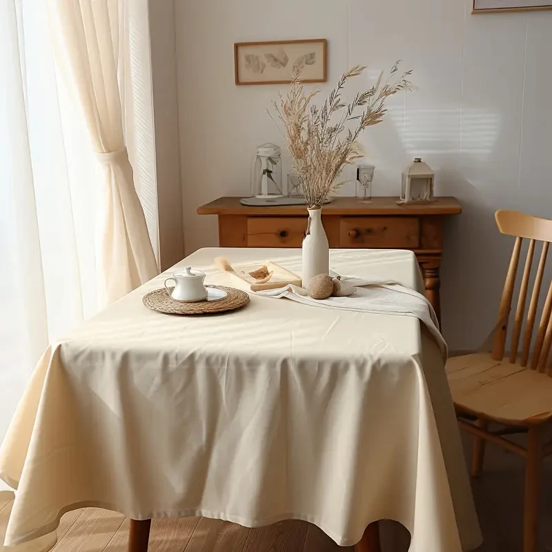 Small Wooden Dots Beige simple Luxury atmosphere Decorative Cloth tea Table Cloth Rectangular Dining Table Cloth