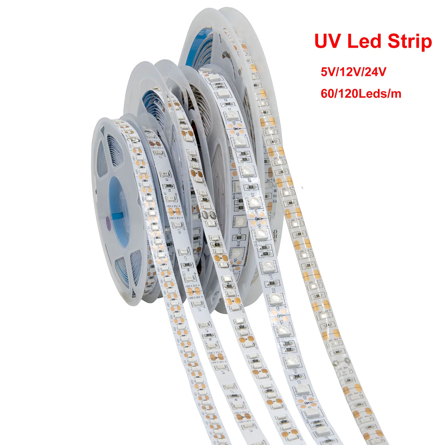 5V UV LED-Streifen ultraviolett 395-405nm 12/24V LED-Streifen Schwarzlicht 5050 2835 smd 60led/m 120led/m Band für DJ Fluoreszenz Party